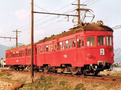 名古屋鉄道　モ700形７０２＋ク2320形２３２３　　　撮影　　1989.3？　　黒野